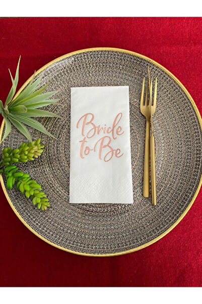 kidspartim Rose Gold Yaldızlı Beyaz Bride To Be Peçete 16 Lı