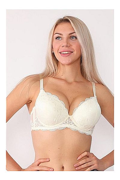 Belvü Ecru Colored - Lace and Underwire Full Padded Laced Luxury Bra