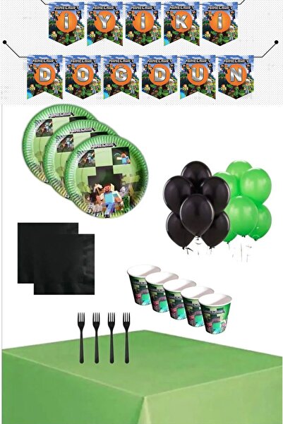 PartylandTR MİNECRAFT Doğum Günü Parti Seti 24 Kişilik