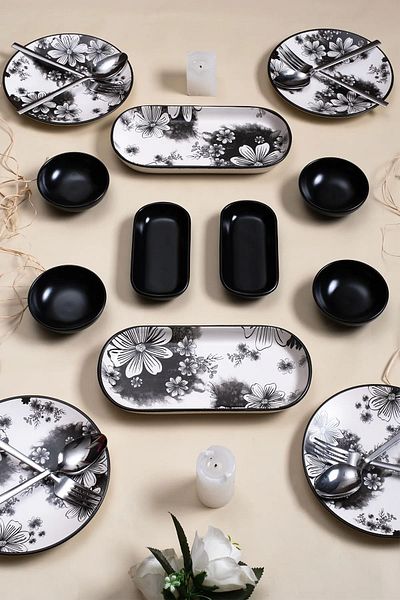 LUCKYHOMES Ceramic Breakfast Set for 4 People - Stylish and Modern 12 Pieces