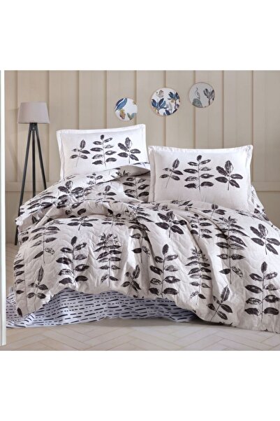 DENİZLİ ÇEYİZ Clasy 4 Seasons Quilted Duvet Cover Set - Double, Hafsa Anthracite