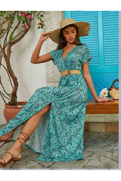 modaserdem Rochie de damă din țesătură din jerseu cu model - fără curea
