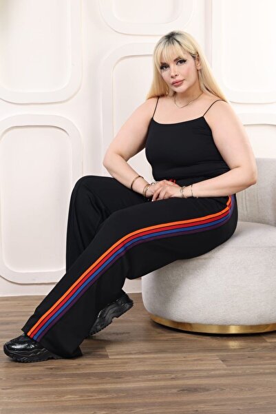 Esina Colorful Striped Wide Leg Steel Sweatpants