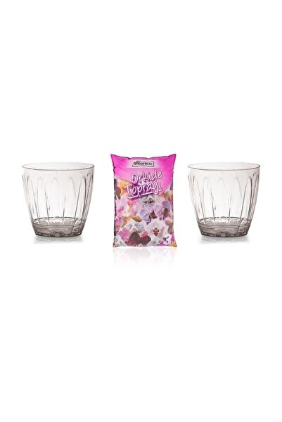 SERİNOVA 2 Adet 1.5 Litre Şeffaf Orkide Saksı Ve 3 Litre Orkide Toprağı
