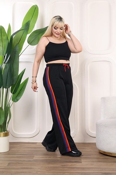 Esina Colorful Striped Wide Leg Steel Sweatpants