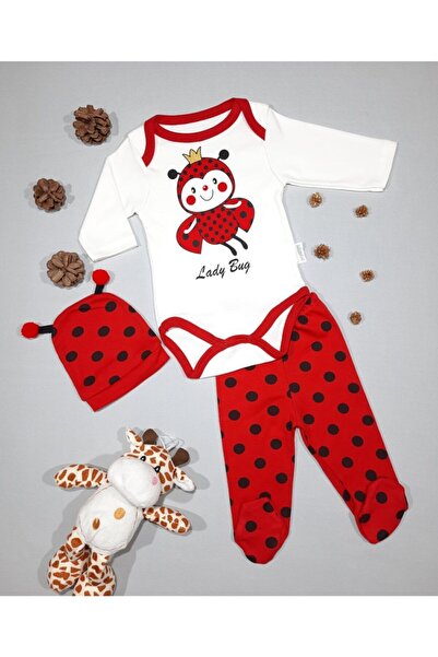 minibird baby Baby Girl Red Ladybug Printed Bodysuit Set of 3