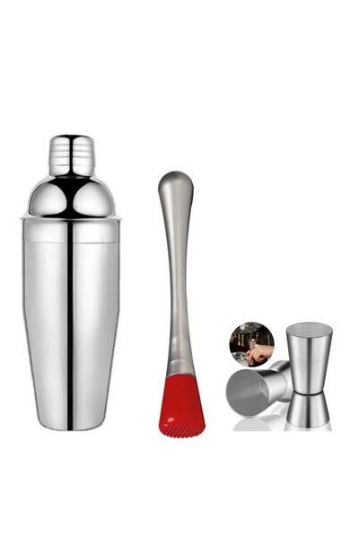 adin tasarım Kokteyl Hazırlama Seti 3lü Shaker 350 ml + 2.5/5 cl Jigger Bar Ö...