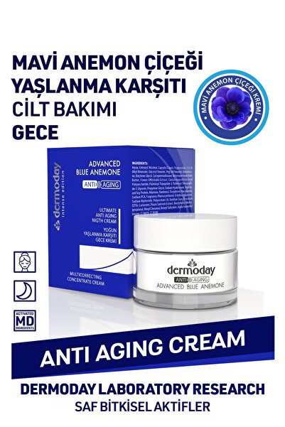 Dermoday Blue Anemone Night Mavi Anemon Çiçeği Gece Kremi