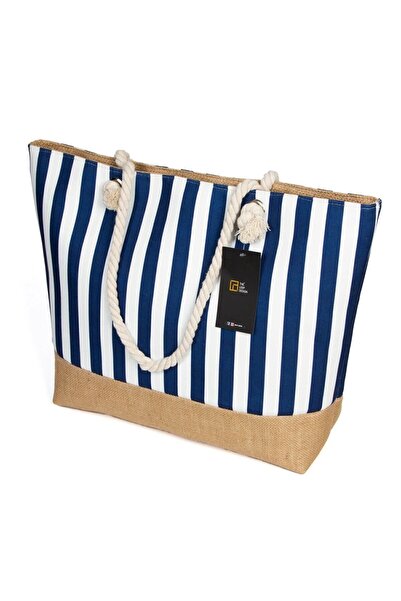 LOOP DESIGN Dámská plážová taška z jutové tkaniny s měkkou rukojetí (s taškou na make-up)