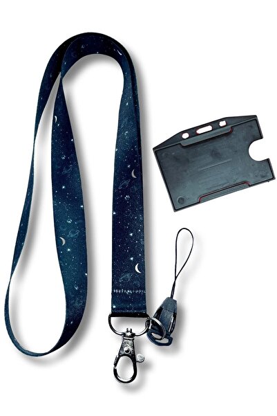 StormiStoretr Galaksi Takım Yıldızı Boyun Ipi Ve Siyah Yatay Kartlık