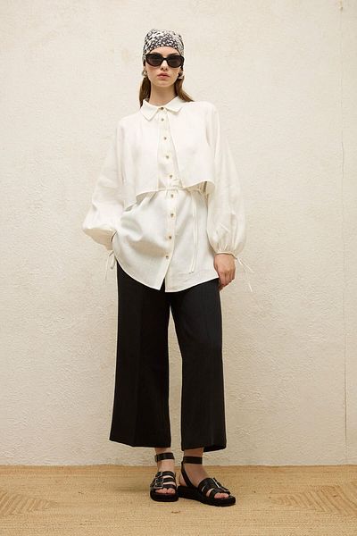 Manuka Ecru Linen Trench Shirt