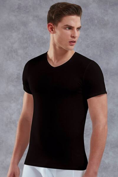 Doreanse Modal V Yaka Siyah Erkek T-shirt