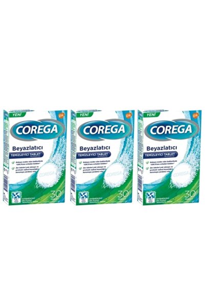 Corega Protez Temizleme Tableti Beyazlatıcı 30'lu X 3 Adet