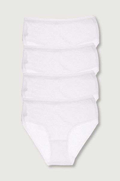 A&K ZÜMRA Women's Cotton Ribbed Bato Panties White 4 Pack