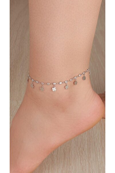 Tmt Silver Gümüş Zirkon Taşlı Yonca Halhal