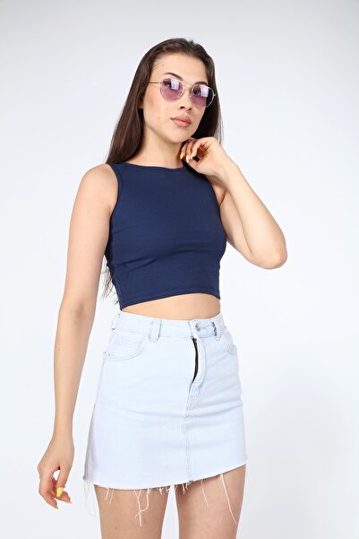 AFŞAR MODA Women's Zero Sleeve Crop Blouse