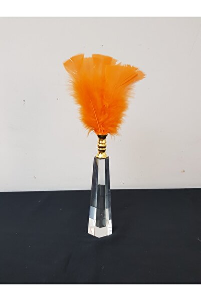 Arose Turuncu Tüy Gümüş Ağız Cam Dekor