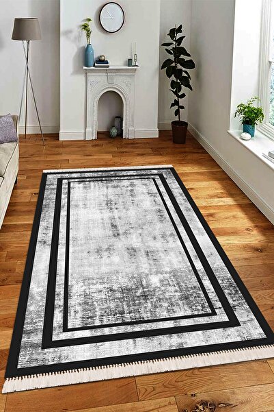 Modern home Eskitme Çerçeve Detaylı Dijital Baskı Kaymaz Deri Taban Antibakte...