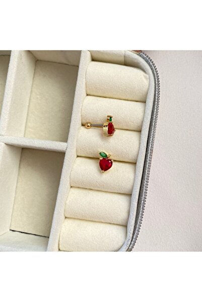 Mien Store Kadın / Kız Gold Rengi Cerrahi Çelik Çilek Meyve Tragus Kıkırdak P...
