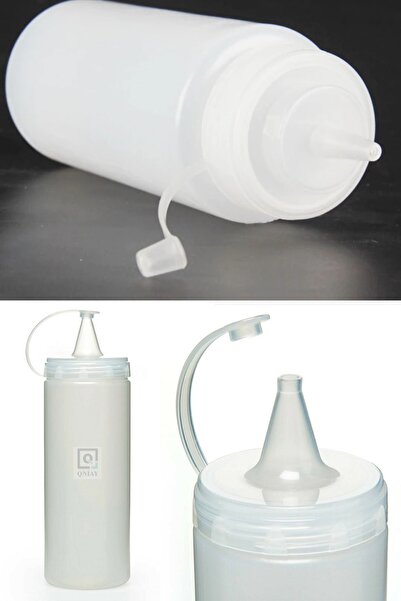 QNİAY Qchef Prep Bottle (2 Pieces) Salad Dressing with Lid Olive Oil Ketchup Mayonnaise Squeeze Sauce Bottle 400 Ml