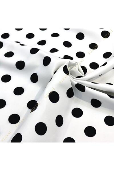 SUZANİ Beyaz Üzeri Siyah Büyük Puanlı Kumaş Kms-0001