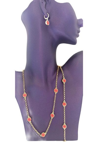 Mixperi Red Eyed Jewelry Set with Necklace, Earrings and Bracelet