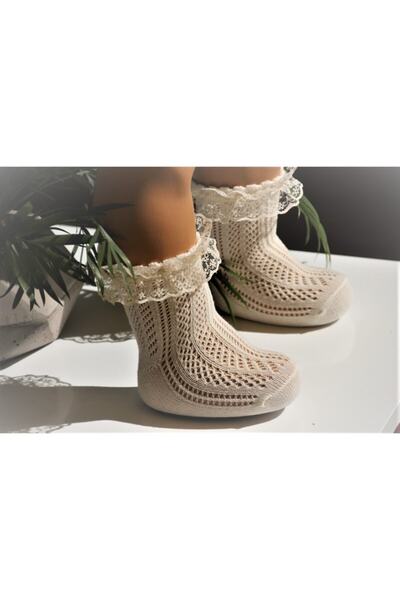 BEBEĞİME ÇORAP Fırfır Tül Detaylı File Soket Çorap Kız Çocuk