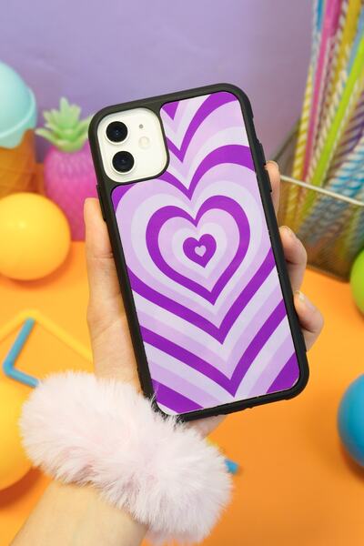 Spoyi Iphone 11 Mor Kalp Tasarımlı Glossy Telefon Kılıfı