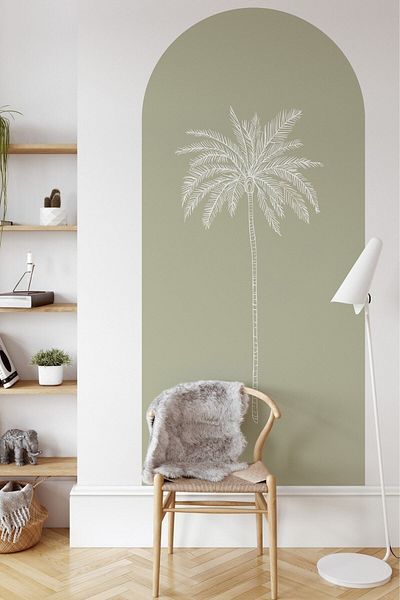 Walldeco ملصق حائط بوهيمي باللون الأخضر النخيل