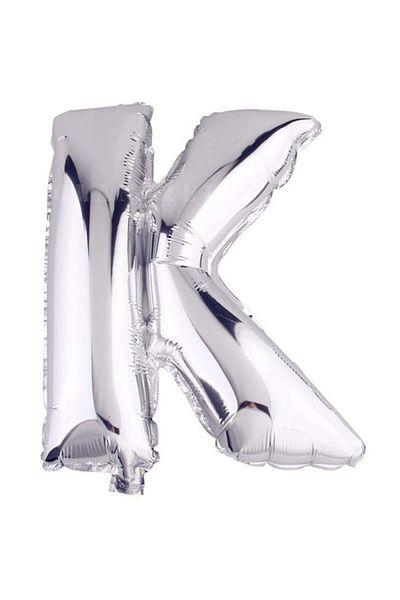 BEST PARTİ Star 16" Inch 40 Cm Foil Balloon Silver Color Letter ''K''