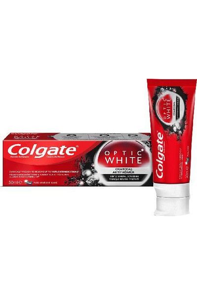 Colgate Optic White Activated Charcoal Whitening Toothpaste 75 ml + Zigzag Medium Toothbrush