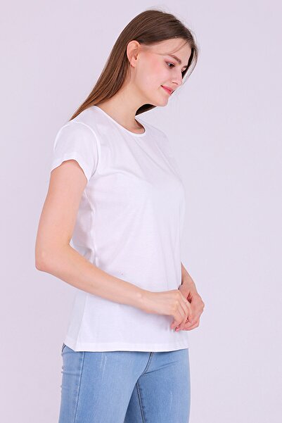 Tshirthane Tricou cu mânecă scurtă tricotat pentru femei de culoare albă