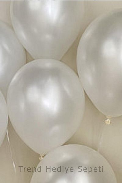 Trend Hediye Sepeti 12 Inch Metallic White Balloon Pack of 10