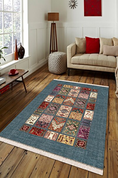 Modern home Patchwork Model Püskül Detaylı Dijital Baskı Antibakteriyel Halı ...