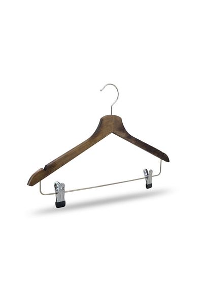 NYN Wooden Hanger with Pegs Shirt Skirt Hanger Walnut Color 100 Pieces