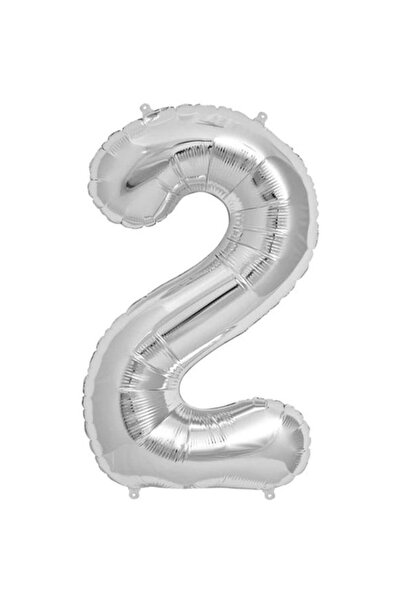 Dipak بالون فويل فضي مقاس 34 بوصة 76 سم ( 2 ) أرقام