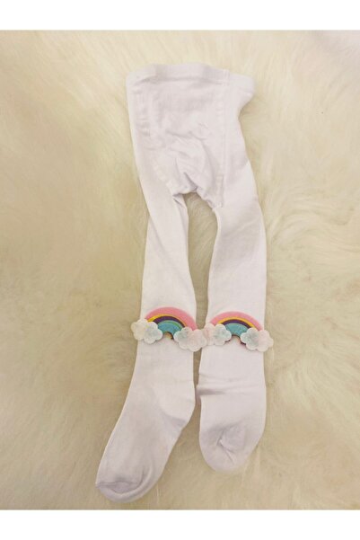 İPEK BEBE Baby Kids Pantyhose White with Rainbow Accessories
