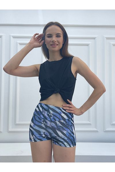 Grenj Fashion Mini pantaloni scurți sport cu imprimeu digital cu model zebră albastră