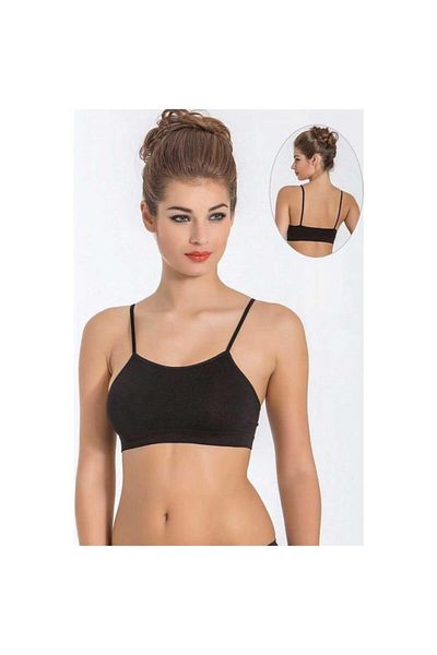 Miss Fit 11115 Women's White Seamless Thin Strap Without Underwire Bustier Knitted Seamless