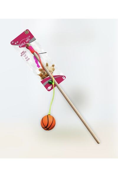 PeraPet Kedi Oltası Oyuncaklı Ve Zilli Ahşap Sap Kedi Oyuncağı