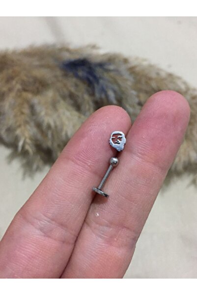 Jaida Moda 316l Cerrahi Çelik Gri Che Guevara Figürlü Tragus, Kıkırdak, Helix 6mm Piercing