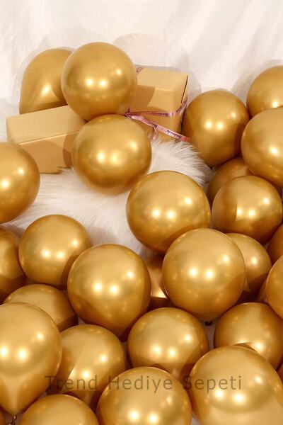 Trend Hediye Sepeti بالونات ذهبية معدنية مقاس 12 بوصة، عبوة من 10 بالونات