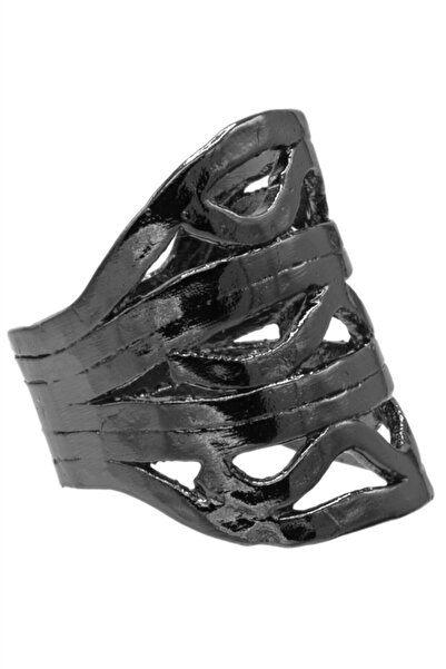 LABALABA Women's Anthracite Metallic Lacquer Plated Adjustable Bohemian Ring