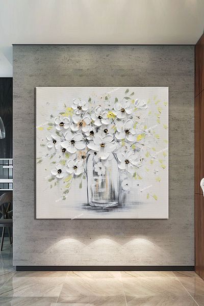 Morfil Sanat Atölyesi Margarete Flori albe Tablou de pânză magnific