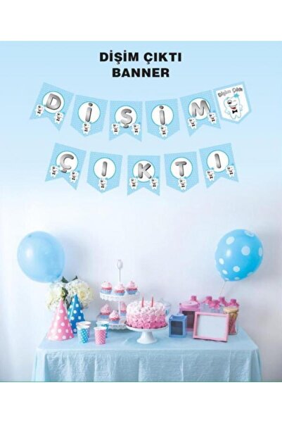 UĞUR BÖCEĞİ PARTY Ασημί γράμματα σε μπλε έγραφο έξαγαγαν το δόντι μου Banner