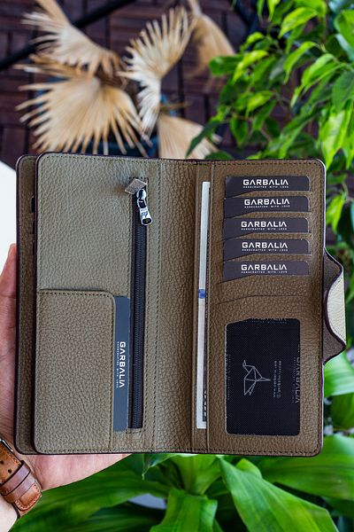 Garbalia Πορτοφόλι Unisex Portfolio από Γνήσιο Δερμάτινο Χακί Πράσινο Martha