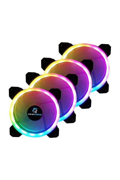GAMEFORCE مروحة حافظة A-RGB حساسة للصوت مقاس 4 × 120 مم