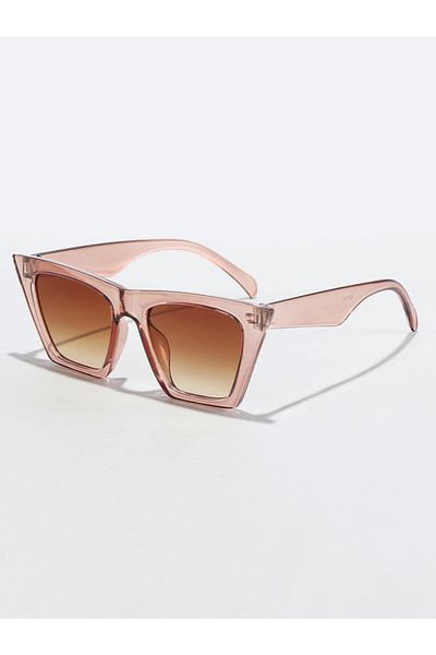 Goldmine Retro Square Cat Eye Uv400 Sunglasses Powder