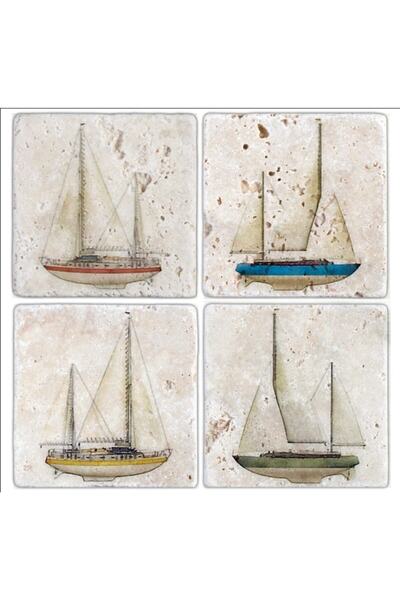 Oscar Stone Decor Oscar Stone Doğaltaş Bardak Altlığı- 4 Lü Set(10 cm x10 cm)