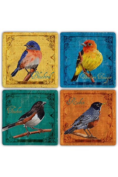 Oscar Stone Decor Oscar Stone Doğaltaş Bardak Altlığı- 4 Lü Set(10 cm x10 cm)